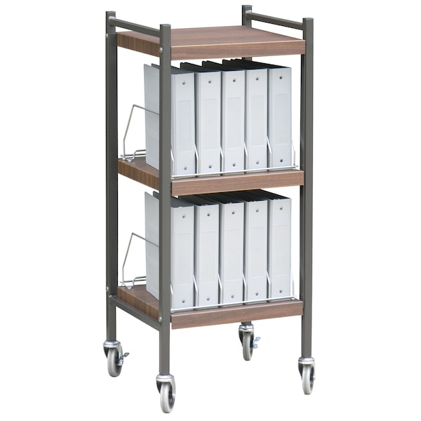 Mobile Mini Open Binder/Chart Rack Strg System 3 Shelves 10 Binder Cap